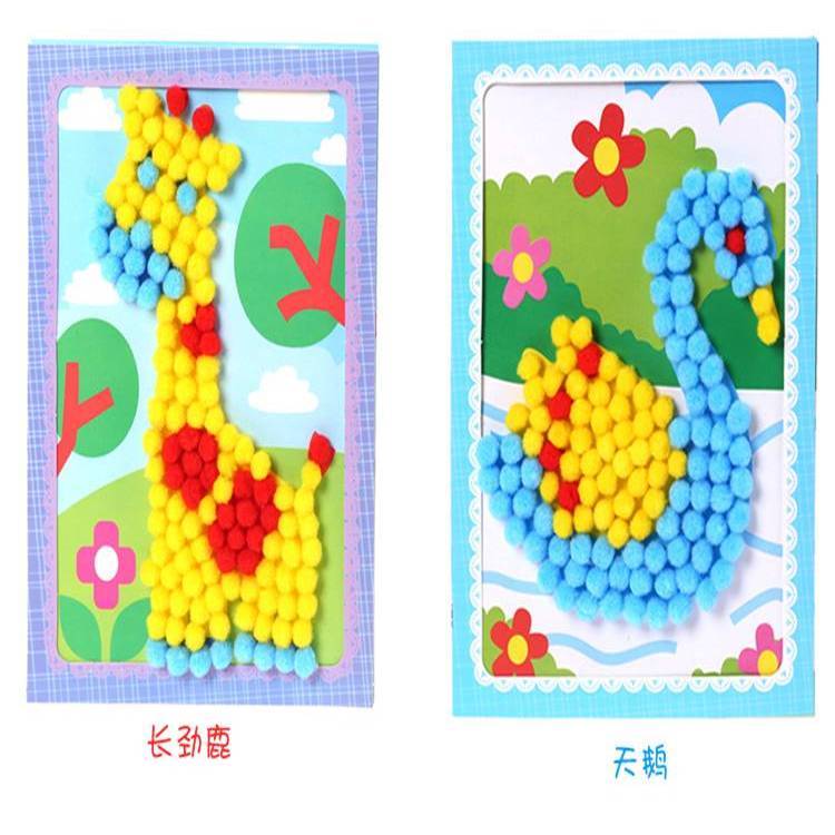 Tranh tạo hình trang trí làm thủ công bằng hạt ponpon cho trẻ làm Steam sáng tạo