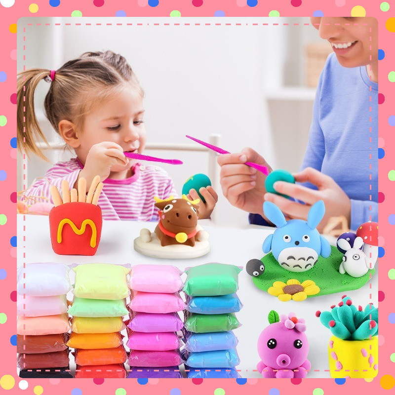Bộ 24 Màu Đất Sét Nặn Tự Khô, Đắt Sét Nặn tạo Hình mầm non