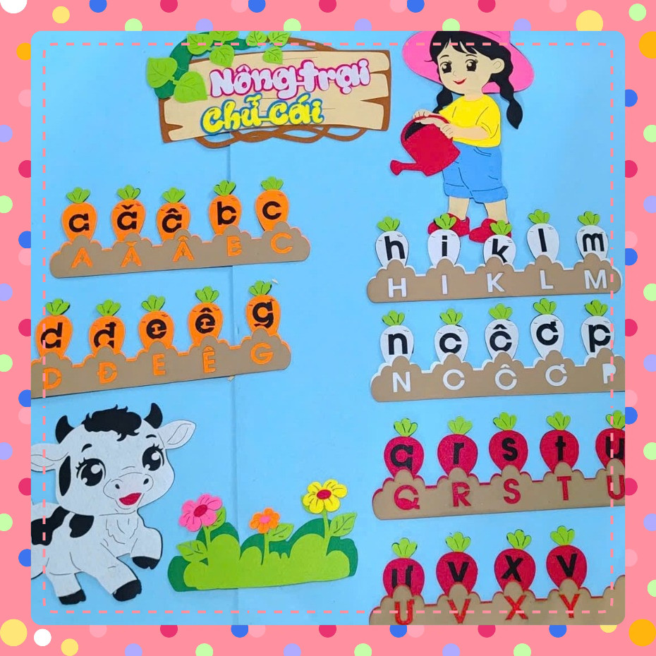 NÔNG TRẠI HOA CHỮ CÁI - trang trí STEAM - trang trí lớp mầm non ( VẢI DẠ NỈ)