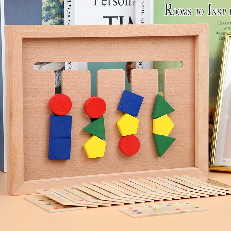 Bảng  4 màu di chuyển gỗ, hình học GIáo Cụ Montessori - Đồ Chơi giúp bé Phát triển tư duy sớm Phối Hợp Ta