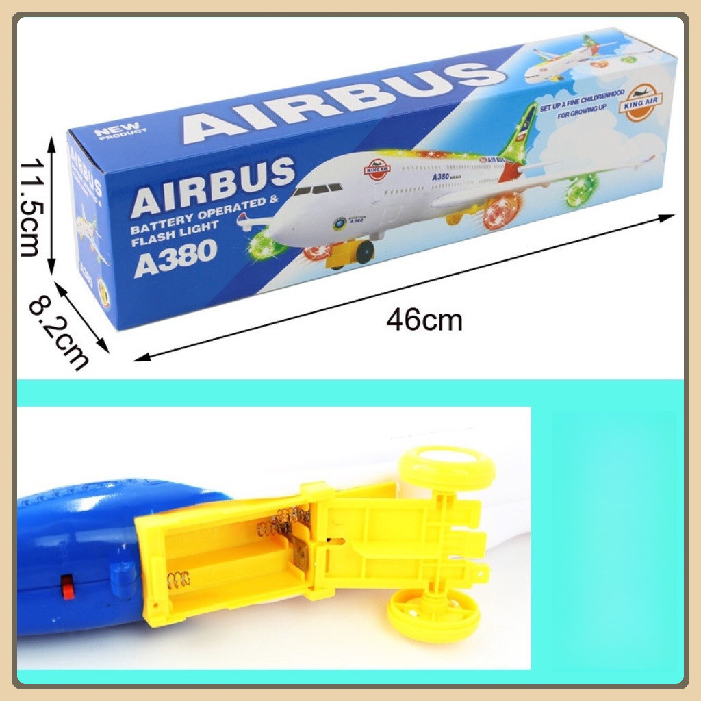 Đồ chơi máy bay Airbus A380, máy bay Airbus A380 chạy bằng pin, có âm thanh và ánh sáng led siêu đẹp