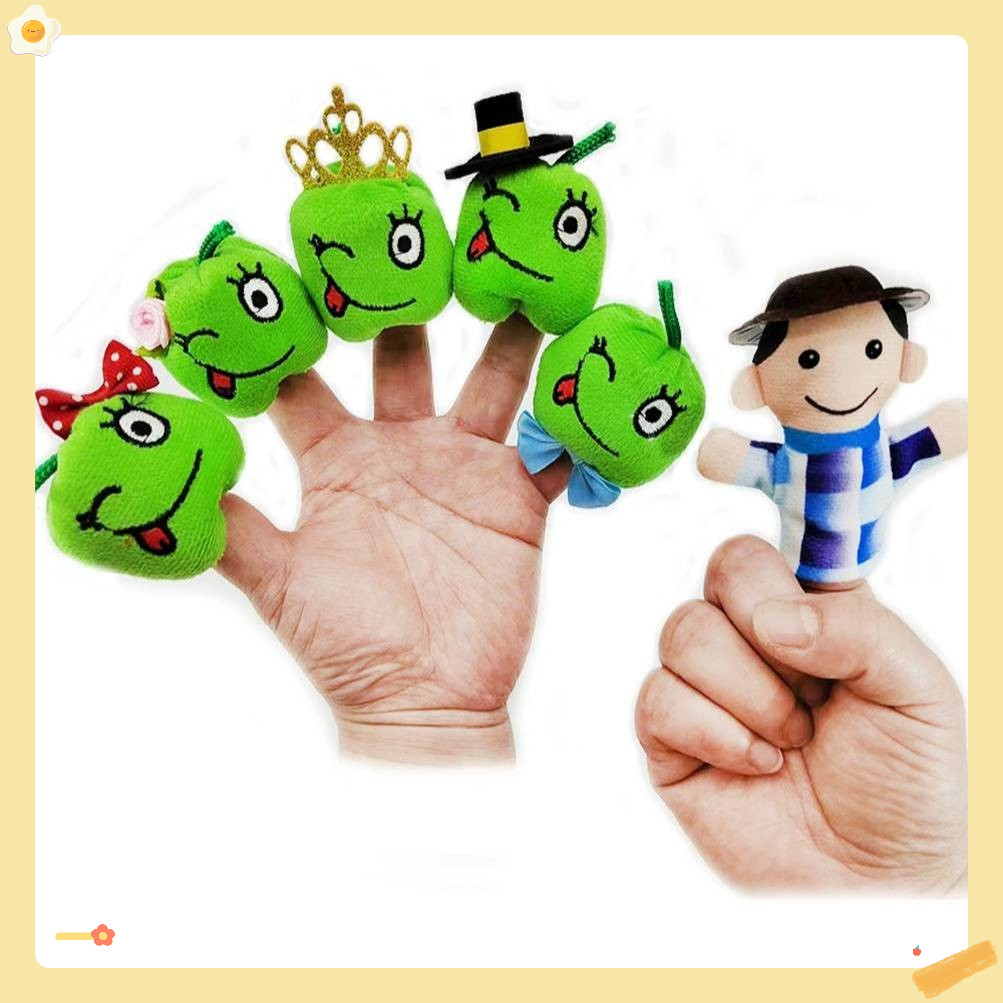 Rối ngón tay bộ 6 nhân vật ( Five Apples in the Apple Tree) vải nỉ mềm