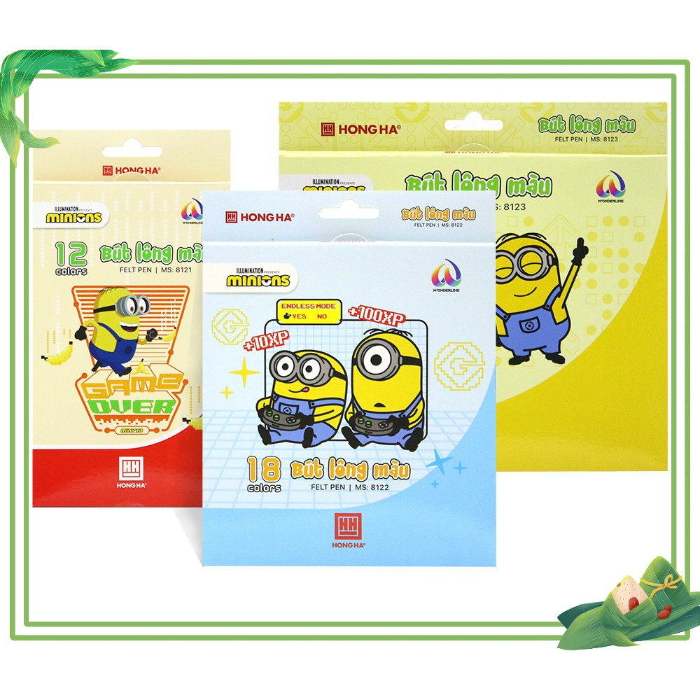 Bút lông màu Hồng Hà bút lông màu vẽ làm quà tặng Minions (12/18/24 màu) - 8121/8122/8123