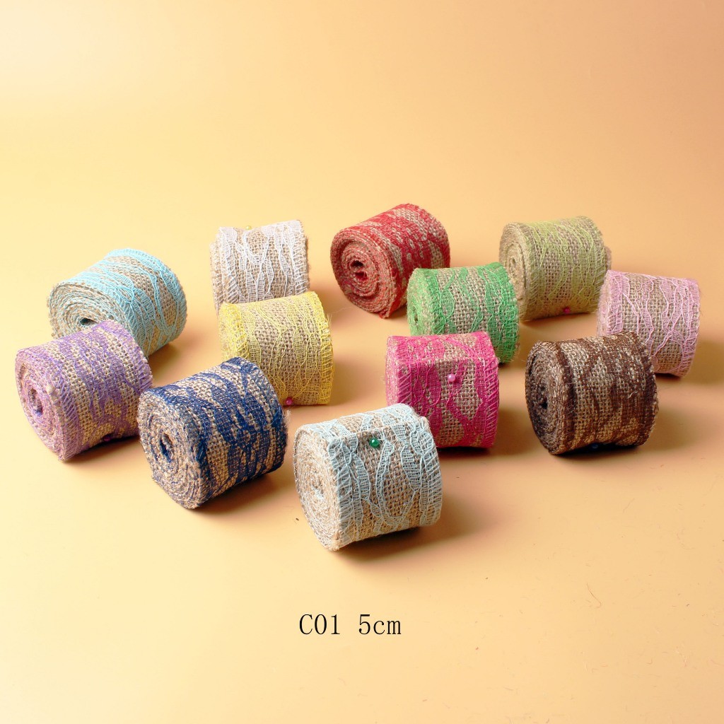 Ruy băng vải bố phụ kiện trang trí hanmade, decor  Màu sắc: Nâu vintage thủ công mầm non