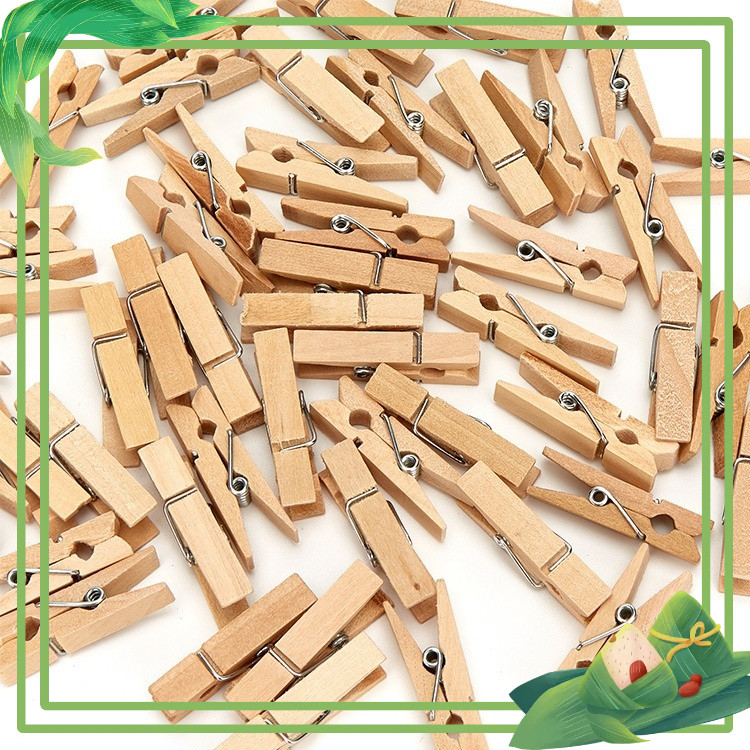 Kẹp gỗ treo ảnh trang trí nhà cửa làm thủ công mầm non - tiểu học túi 10 kẹp màu gỗ tự nhiên