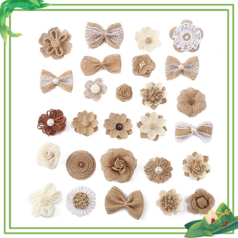 Nơ Vải bố handmade trang trí quà tặng lễ hội, Steam mầm non ( Combo 5 cái)