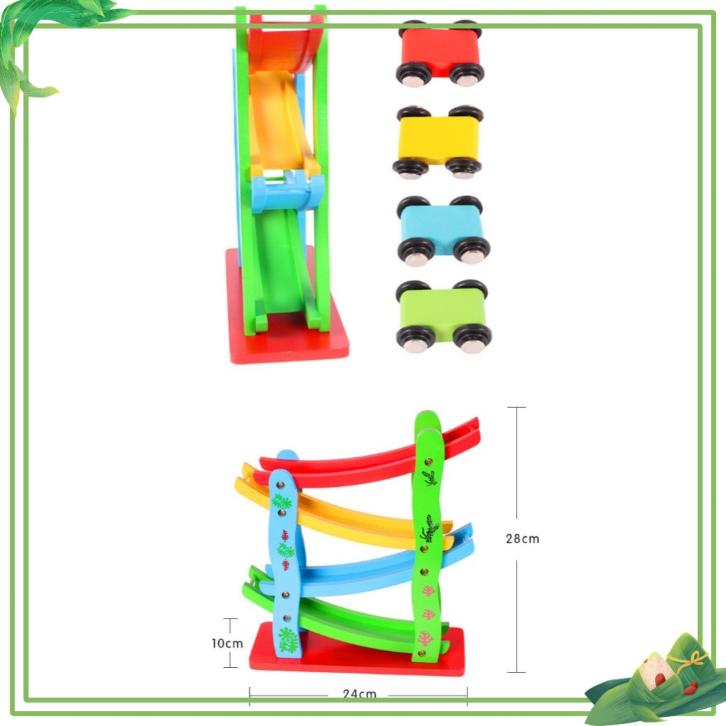 ĐỒ CHƠI XE Ô TÔ CẦU TRƯỢT 4 TẦNG BẰNG GỖ – ĐỒ CHƠI THÔNG MINH CHO BÉ TỪ 2–10 TUỔI  bằng gỗ