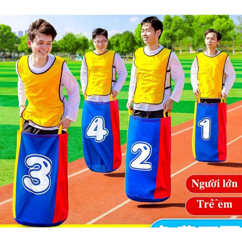 Bao bố vận động - Túi Nhảy Cho Bé Mầm non và tiểu học - người lớn mix màu xanh đỏ vàng