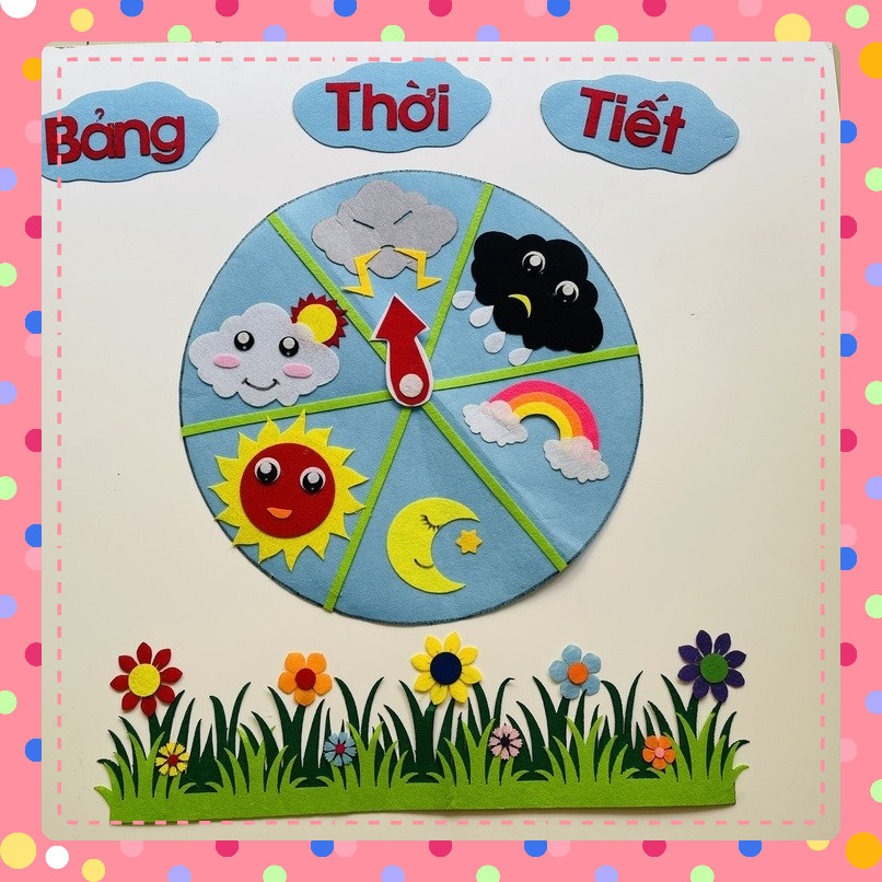Bảng  dự báo thời tiết mầm non vải nỉ, dùng trang trí lớp học