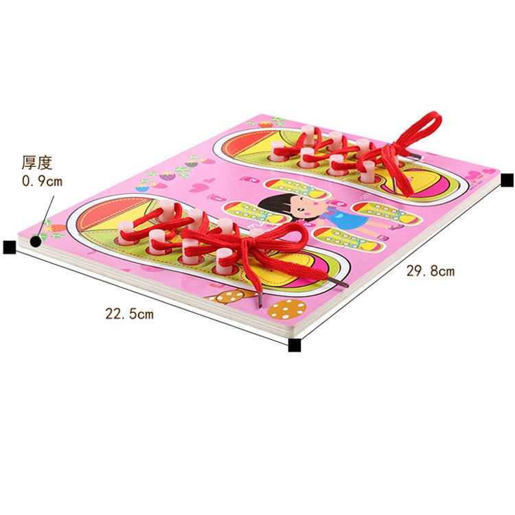 Đồ Chơi Bảng Gỗ Học Buộc Dây Giày Cho Bé Phát Triển Kỹ Năng giáo dục sớmcho trẻ
