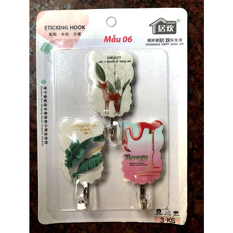 Móc siêu dính treo dán tường hình nghộ nghĩnh mầm non siêu chịu lực