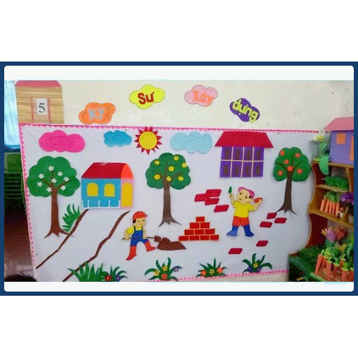 Bạt trắng trang trí làm nền bảng chủ đề lơpd học mầm non ( tính mét dài ) độ dài tùy chỉnh
