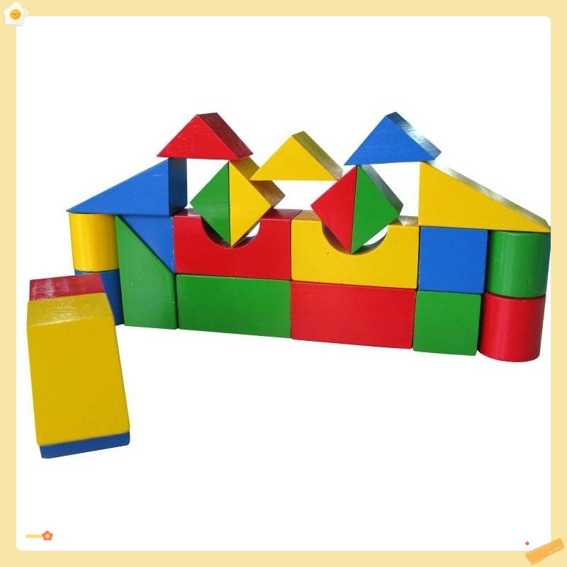Đồ chơi xếp hình xây dựng 44 chi tiết mộc, đồ chơi lắp ghép xếp các mô hình trí tuệ cho bé