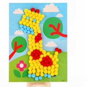 Tranh tạo hình trang trí làm thủ công bằng hạt ponpon cho trẻ làm Steam sáng tạo