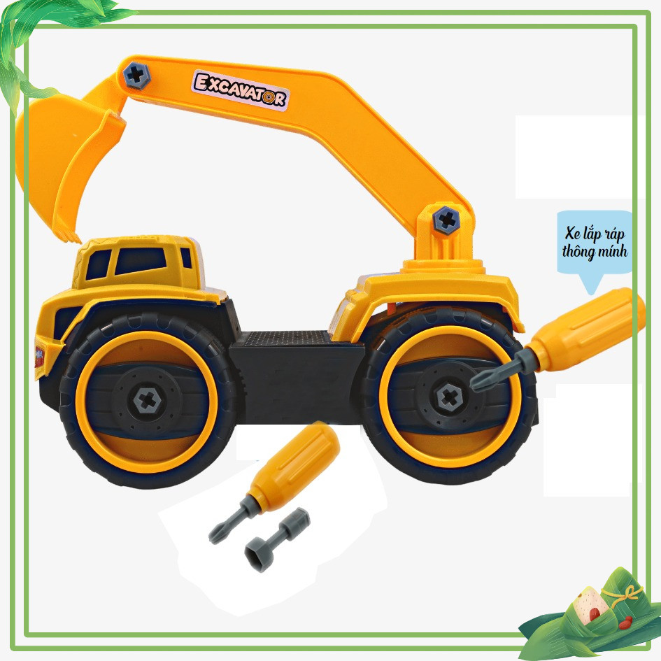 Xe múc lắp ráp thông minh đồ chơi nhựa an toàn  HT7765 ( Hàng Việt Nam)