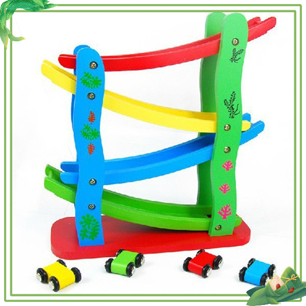 ĐỒ CHƠI XE Ô TÔ CẦU TRƯỢT 4 TẦNG BẰNG GỖ – ĐỒ CHƠI THÔNG MINH CHO BÉ TỪ 2–10 TUỔI  bằng gỗ