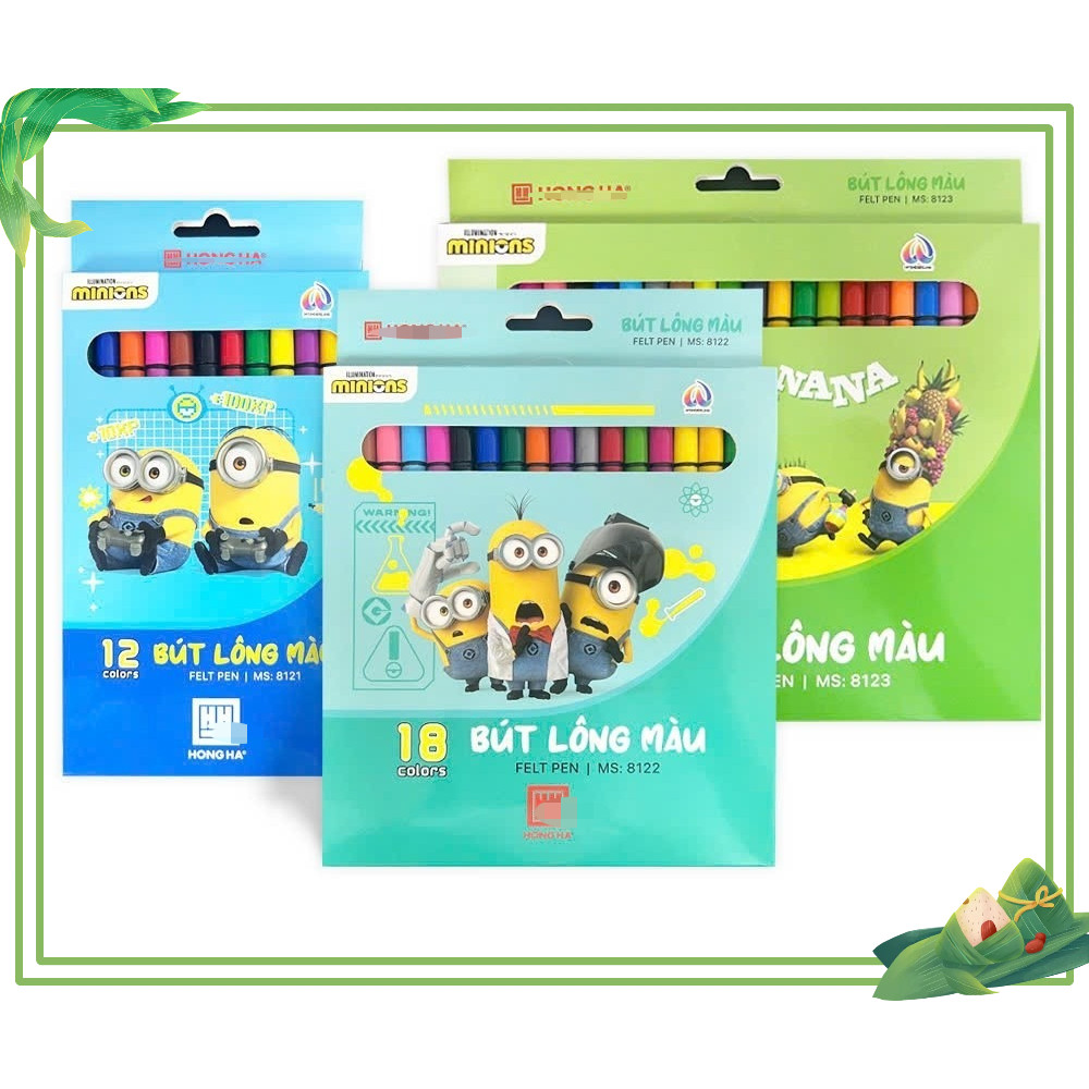 Bút lông màu Hồng Hà bút lông màu vẽ làm quà tặng Minions (12/18/24 màu) - 8121/8122/8123