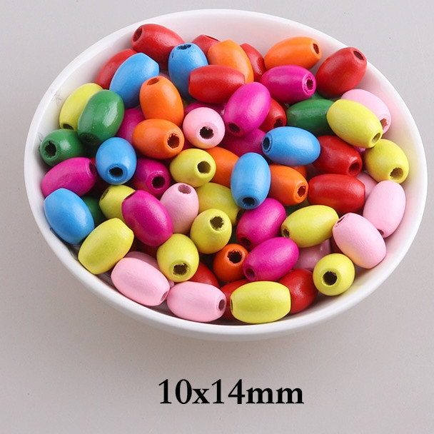 Hạt gỗ xâu vòng -  xâu hạt nhiều màu làm Hanmade thủ công nhiều kích thước mầm non