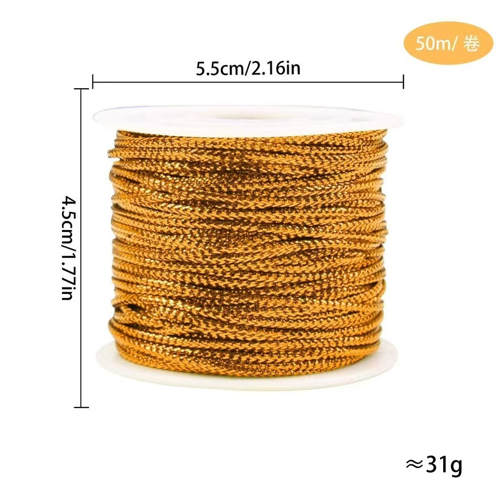 Cuộn Dây Kim Tuyến sợi dày 2mm x 50m Dùng Làm thủ công gói quà - Trang Trí Giáng Sinh
