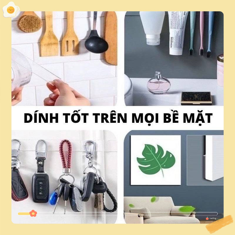 Băng Dính 2 Mặt Siêu Dính Băng Keo Nano Trong Suốt chịu lực và chịu nhiệt tốt