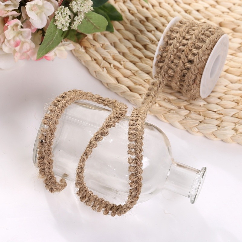 Cuộn vải lanh ren đay nghệ thuật 5 mét 1 cuộn deco trang trí làm STEAM