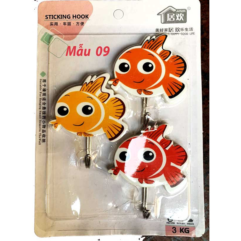 Móc siêu dính treo dán tường hình nghộ nghĩnh mầm non siêu chịu lực
