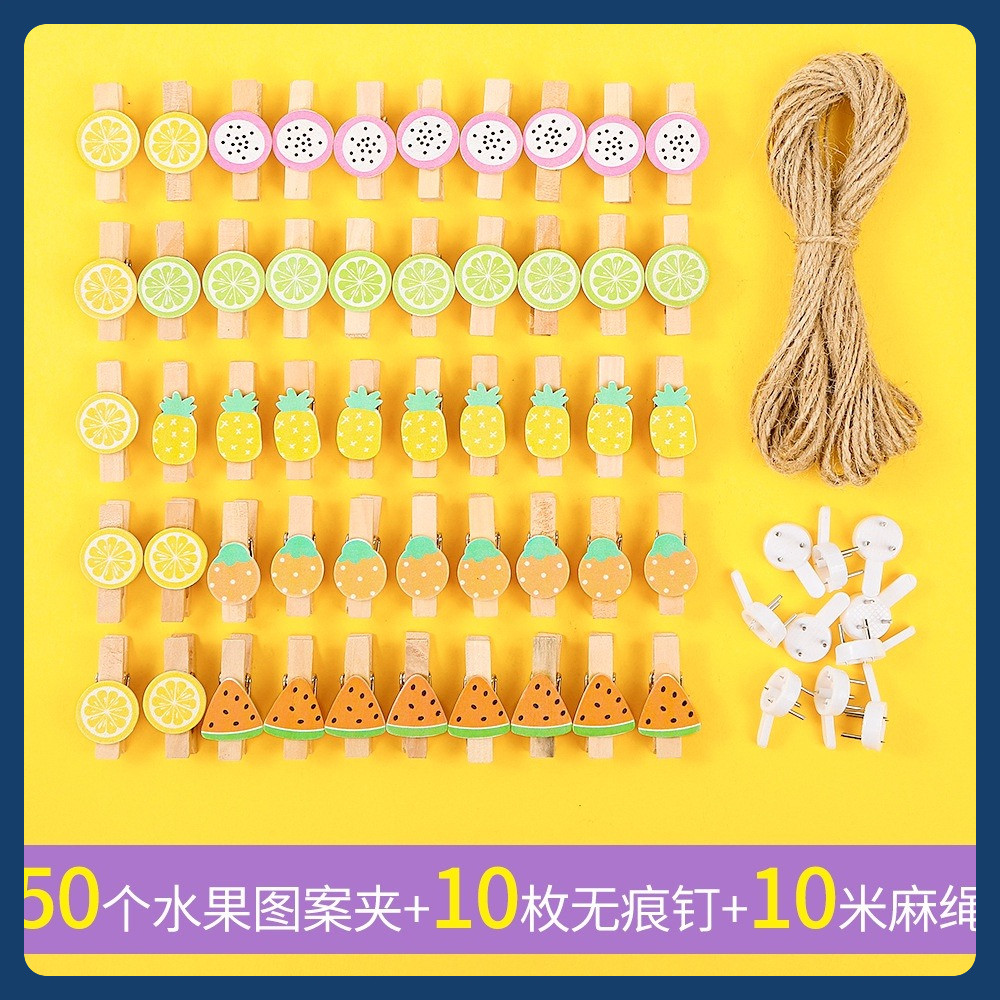Set  50 kẹp gỗ màu nhiều hình ngộ nghĩnh Deco trang trí ( tặng kèm dây treo)