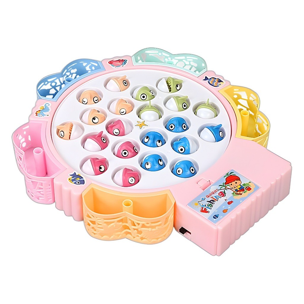 Bộ đồ chơi câu cá điện trẻ em set 15 con 4 cần câu size to có nhạc ( tặng pin)