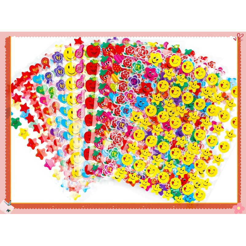 Combo 10 tờ Dán Sticker phần thưởng cho học sinh mầm non - tiểu học