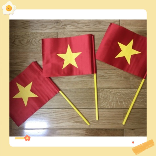Cờ Vẫy Khai Giảng , cổ động Cờ Đỏ Sao Vàng Cầm Tay Loại Vải Phi Đẹp loại 1 (set 10 cái)