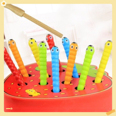 Đồ Chơi Bắt Sâu Bằng Gỗ, hình trái táo  Giáo Dục Sớm Montessori