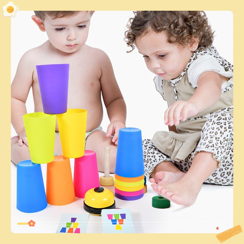 Bộ Xếp chồng cốc chơi tương tác với phụ huynh bạn bè đồ chơi giáo dục montessori