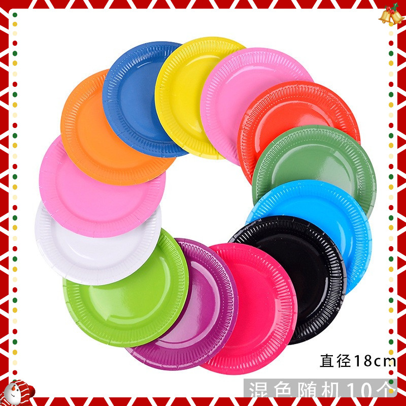 Set 10 đĩa giấy làm thủ công nhiều màu