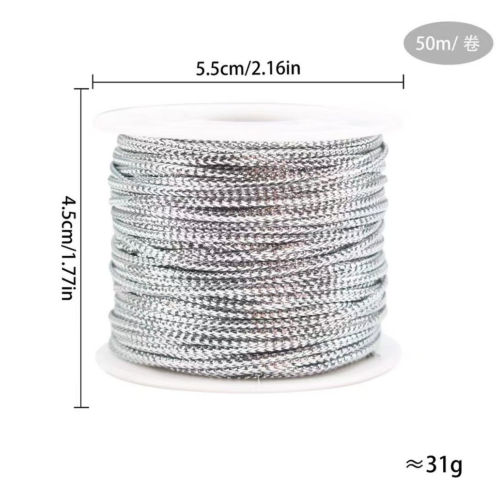Cuộn Dây Kim Tuyến sợi dày 2mm x 50m Dùng Làm thủ công gói quà - Trang Trí Giáng Sinh