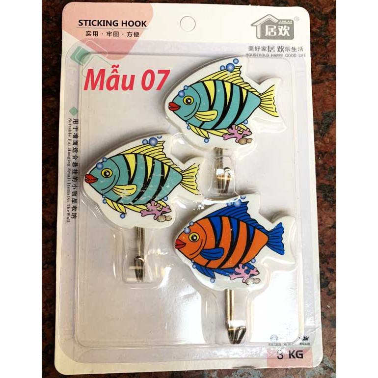 Móc siêu dính treo dán tường hình nghộ nghĩnh mầm non siêu chịu lực