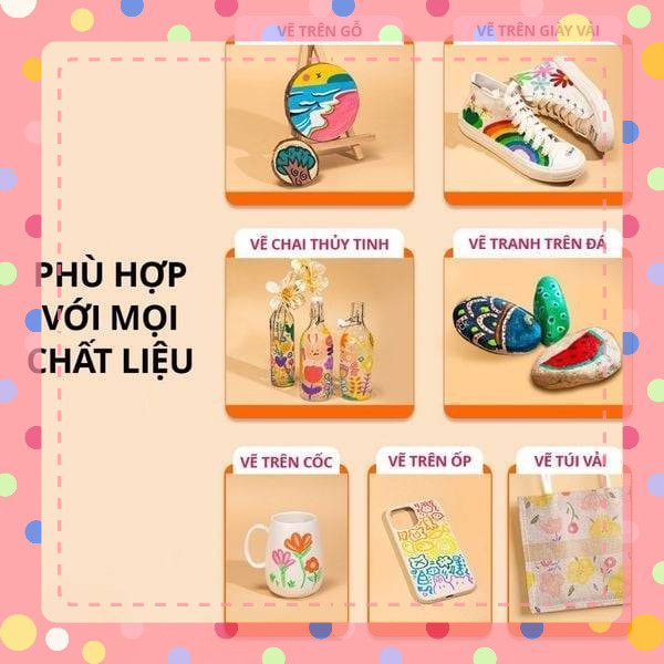 [Set 12 - 24- 36 - 48 Màu] Bút Sơn 2 đầu Acrylic Marker  Vẽ Viết Màu DIY Trên Nhiều Chất Liệu Màu Tươi Sáng