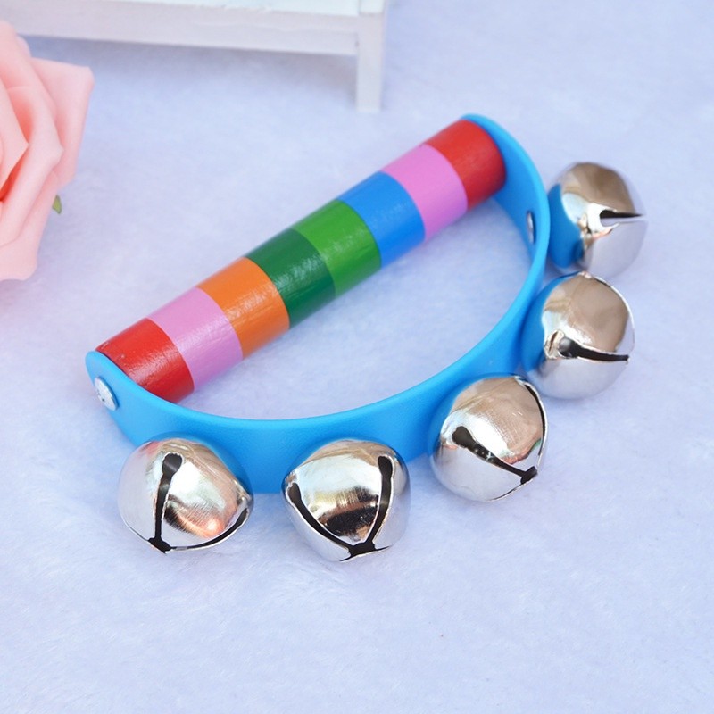 Lục lạc cầm tay gỗ hình bán nguyệt đồ chơi cho trẻ em