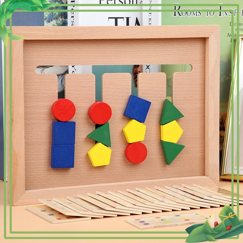 Bảng  4 màu di chuyển gỗ, hình học GIáo Cụ Montessori - Đồ Chơi giúp bé Phát triển tư duy sớm Phối Hợp Ta