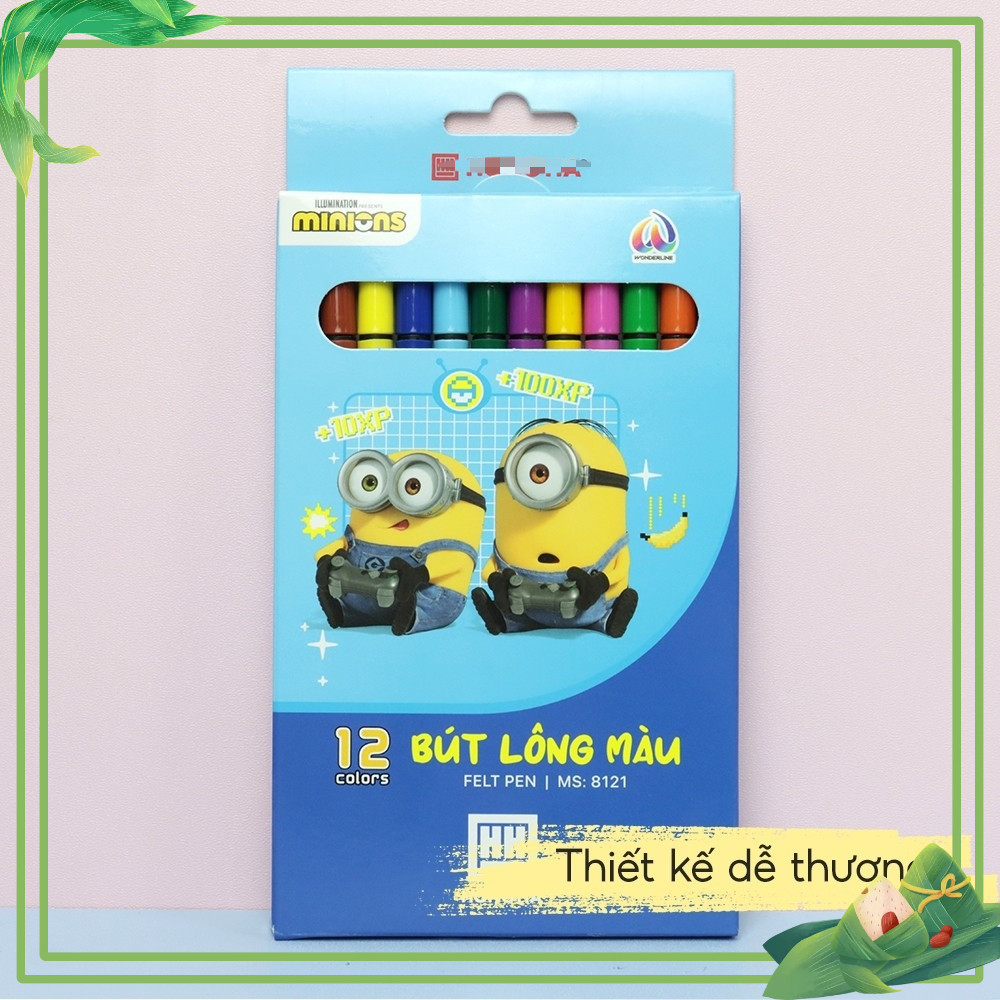 Bút lông màu Hồng Hà bút lông màu vẽ làm quà tặng Minions (12/18/24 màu) - 8121/8122/8123