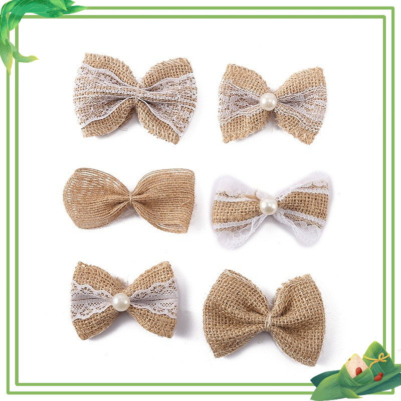 Nơ Vải bố handmade trang trí quà tặng lễ hội, Steam mầm non ( Combo 5 cái)