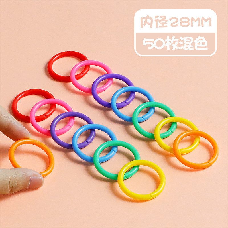 Gói 10/50 khoen nhựa móc khóa nhiều màu 15 - 35mm khoen gài phụ kiện làm sách vải mầm non