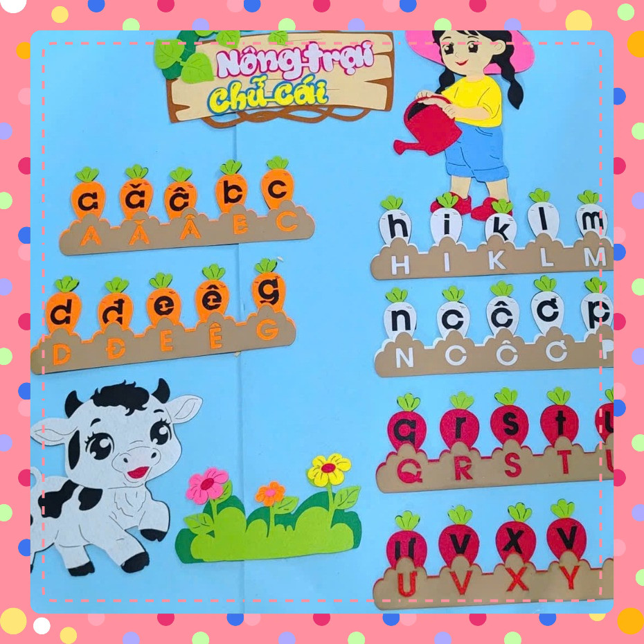 NÔNG TRẠI HOA CHỮ CÁI - trang trí STEAM - trang trí lớp mầm non ( VẢI DẠ NỈ)