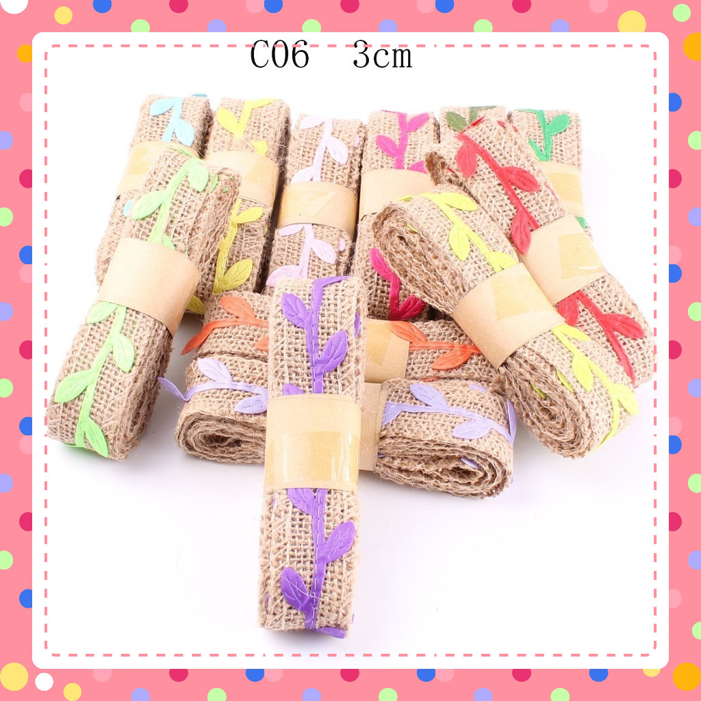 Ruy băng vải bố phụ kiện trang trí hanmade, decor  Màu sắc: Nâu vintage thủ công mầm non