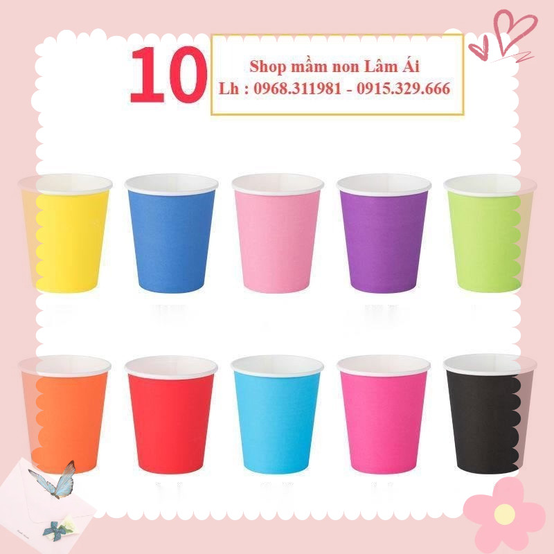 Set 10 cốc giấy màu làm thủ công  tạo hình Steam mầm non - học sinh