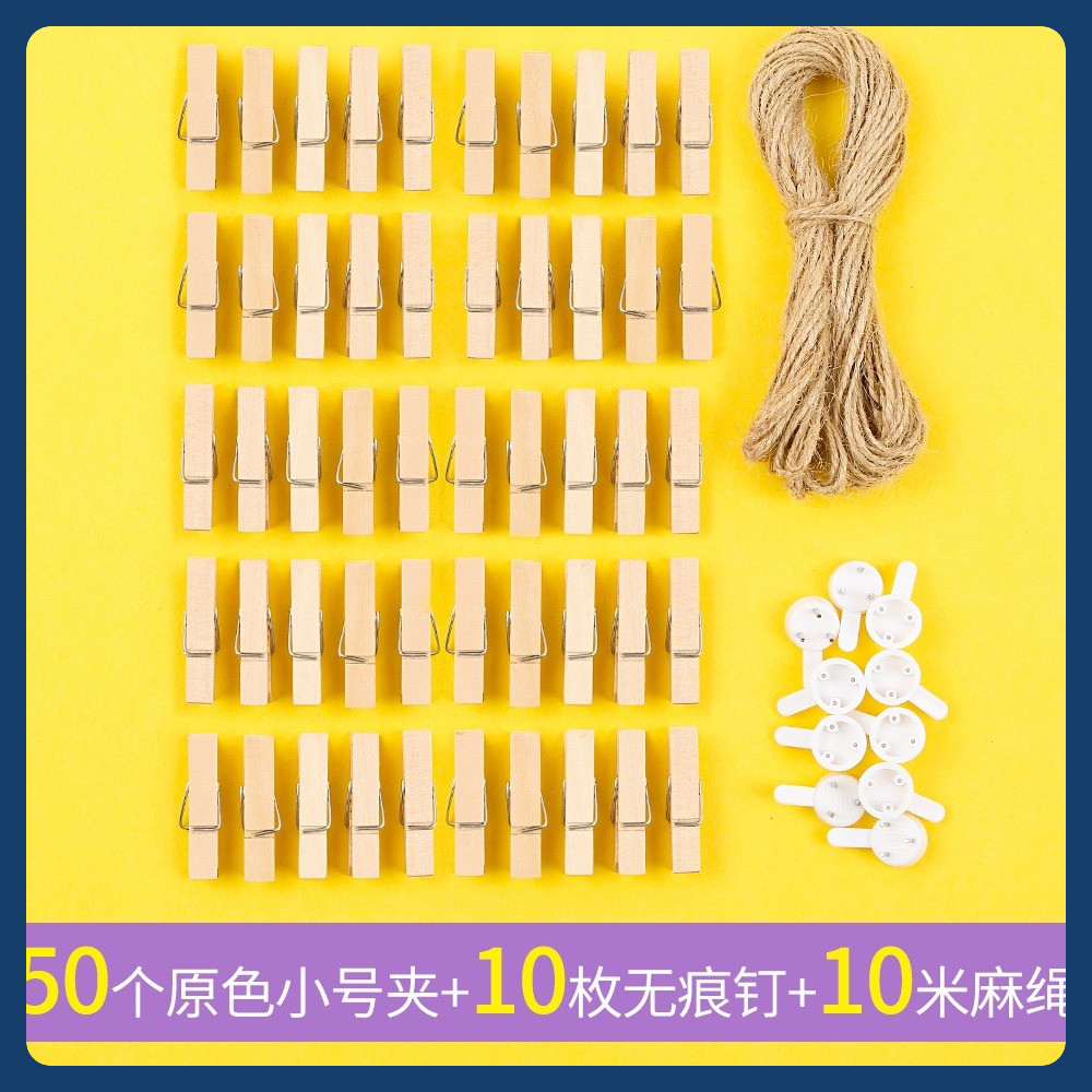 Set  50 kẹp gỗ màu nhiều hình ngộ nghĩnh Deco trang trí ( tặng kèm dây treo)