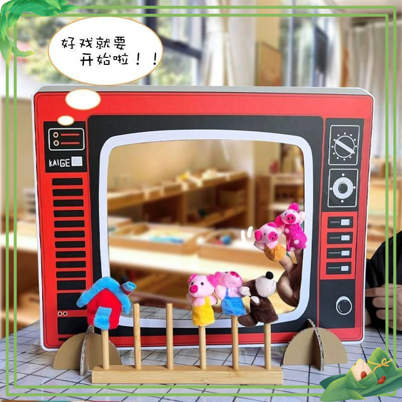 Rối ngón tay kể truyện: Ba chú heo con ( set 5 nhân vật 3 nhà)
