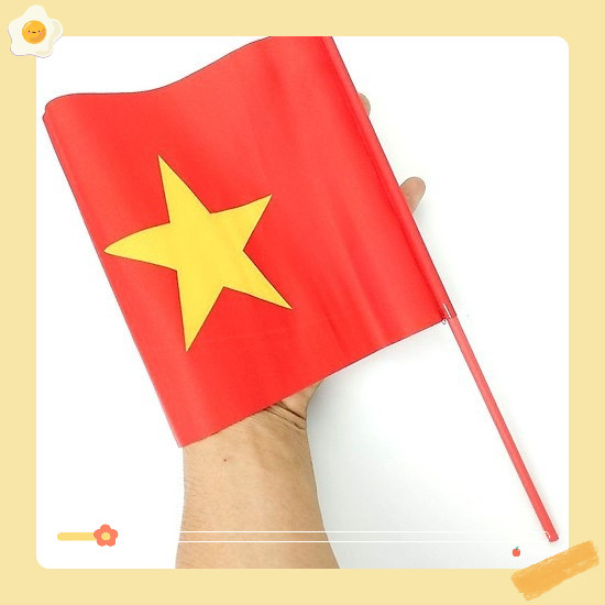 Cờ Vẫy Khai Giảng , cổ động Cờ Đỏ Sao Vàng Cầm Tay Loại Vải Phi Đẹp loại 1 (set 10 cái)