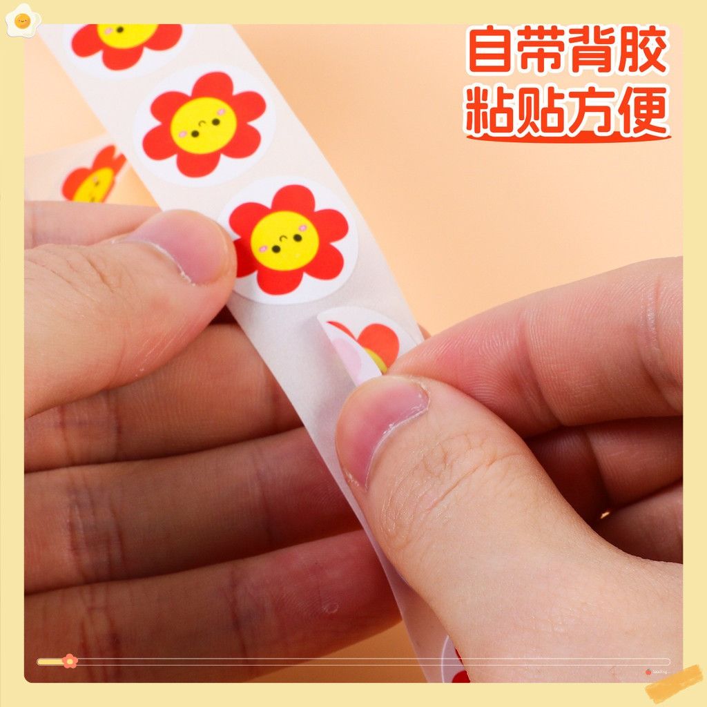 Cuộn 500 sticker dễ thương đa dạng , chất liệu giấy dán chắc chắn, dùng trang trí và khen thưởng học sinh