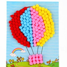 Tranh tạo hình trang trí làm thủ công bằng hạt ponpon cho trẻ làm Steam sáng tạo