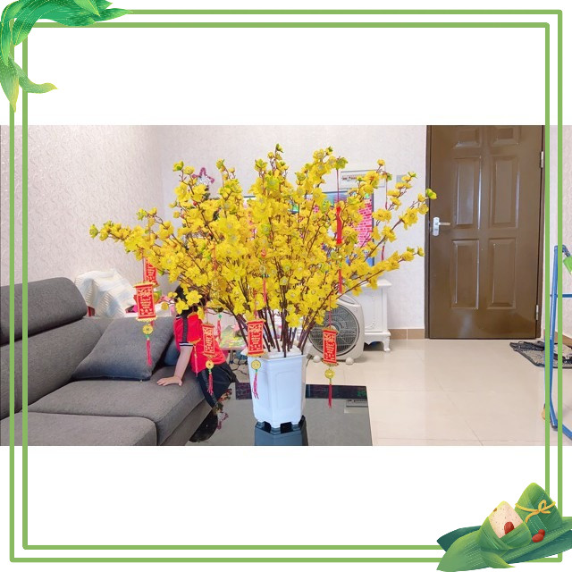 CÀNH HOA MAI HOA ĐÀO TRANG TRÍ TẾT - CAO 1m -  ( DÀI 1 MÉT)